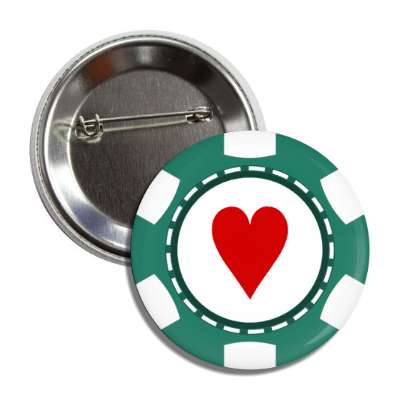 heart card suit poker chip green button