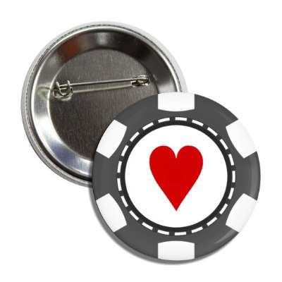 heart card suit poker chip grey button