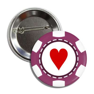 heart card suit poker chip purple button