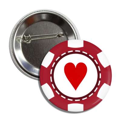 heart card suit poker chip red button