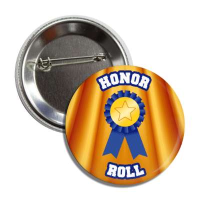 honor roll student blue gold star ribbon award button