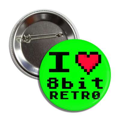 i heart 8bit retro pixel heart green button