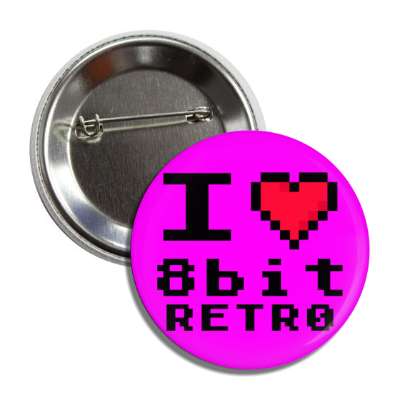 i heart 8bit retro pixel heart magenta button