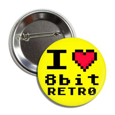 i heart 8bit retro pixel heart yellow button