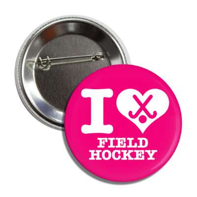 i heart field hockey crossed sticks button