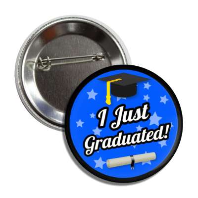 i just graduated graduation cap diploma stars blue button