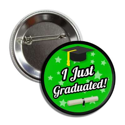 i just graduated graduation cap diploma stars green button