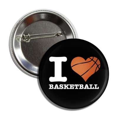 i love basketball heart ball button