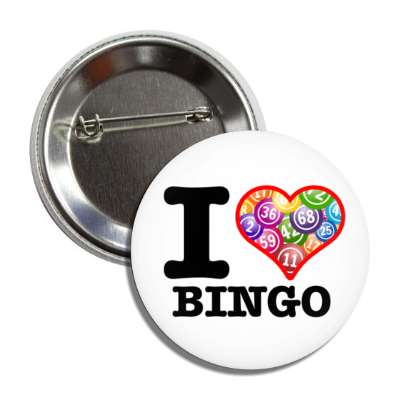 i love bingo heart bingo balls button