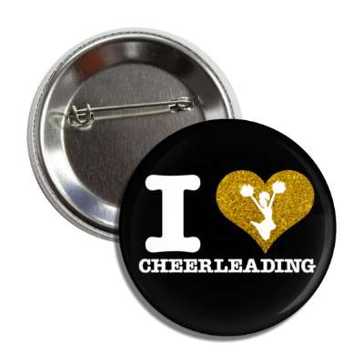 i love cheerleading heart cheerleader silhouette pom poms black button