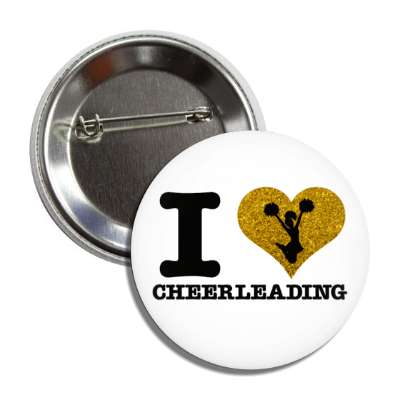 i love cheerleading heart cheerleader silhouette pom poms white button