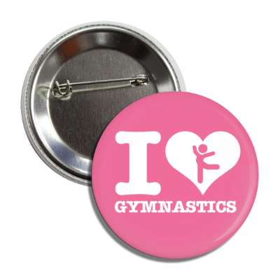 i love gymnastics stick figure silhoeutte big heart button