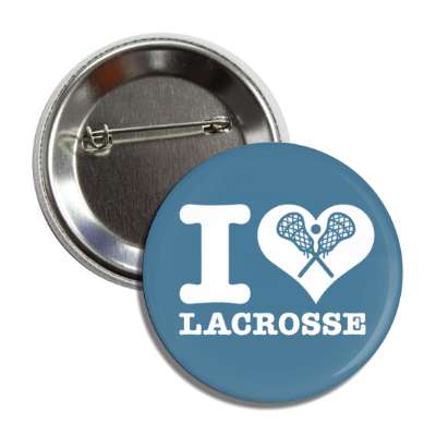 i love lacrosse crossed sticks heart button