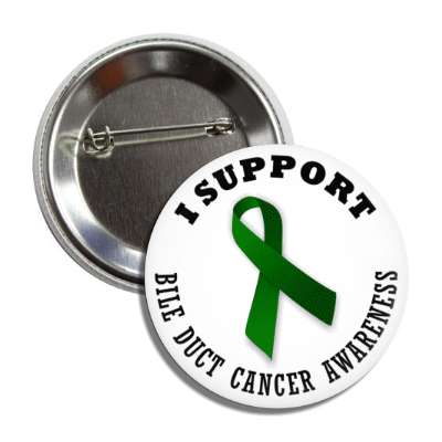 i support bile duct cancer kelly green awareness ribbon button