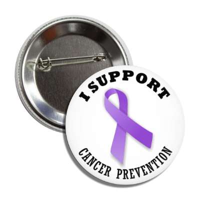 i support cancer prevention purple awareness ribbon button