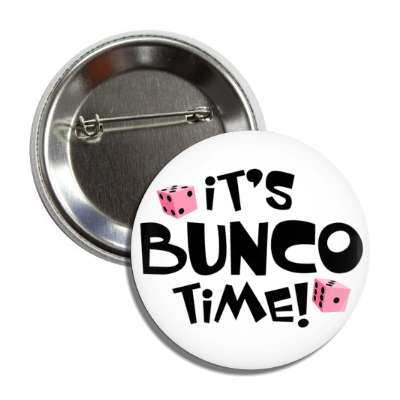 its bunco time pink dice button