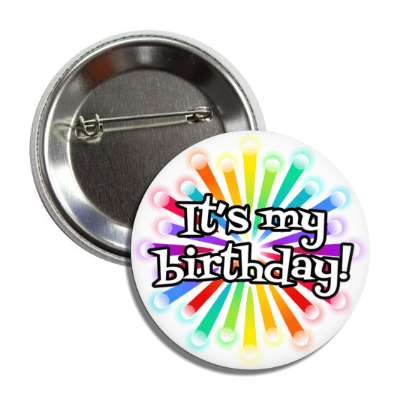 its my birthday colorful rays button