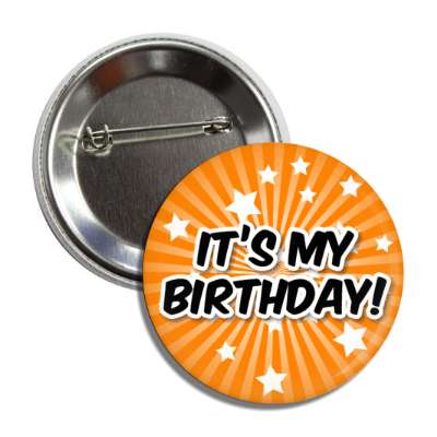 its my birthday orange star burst rays button