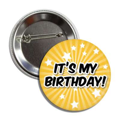 its my birthday peach star burst rays button