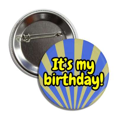 its my birthday rays pale yellow blue cute party button