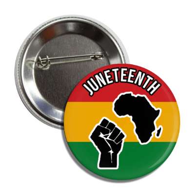 juneteenth raised fist african silhouette white outline pan african colors button