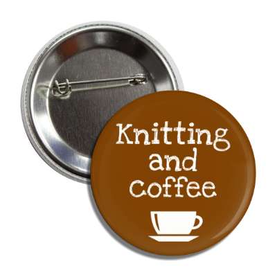 knitting and coffee mug button