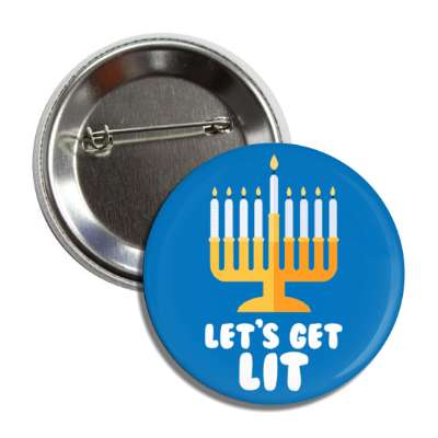 lets get lit menorah pun funny button