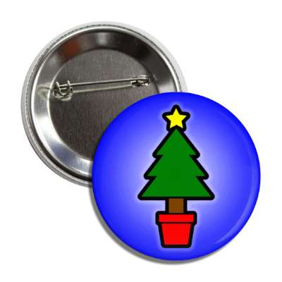 little christmas tree star blue button