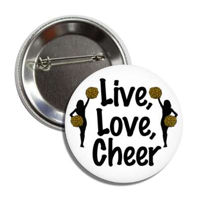 live love cheer cheerleader silhouette pom poms white button