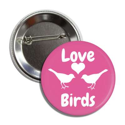 love birds silhouettes cute button