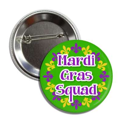 mardi gras squad fleur de lis circle green button