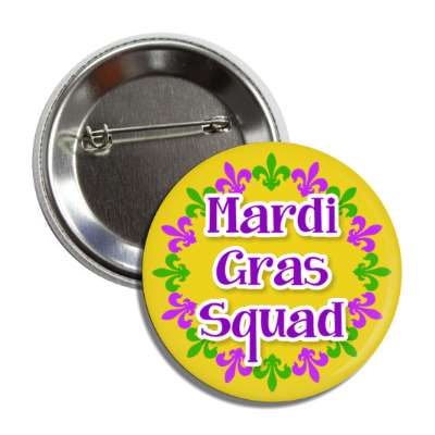 mardi gras squad fleur de lis circle orange button