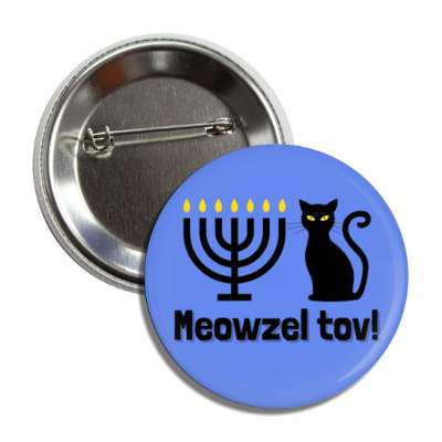 meowzel tov cat pun wordplay mazel tov good luck button
