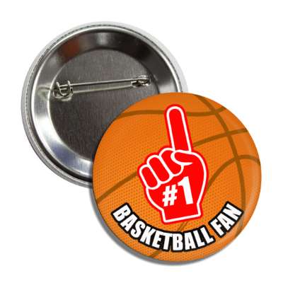 number one index pointing hand basketball fan button