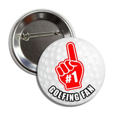 number one index pointing hand golfing fan golfball button