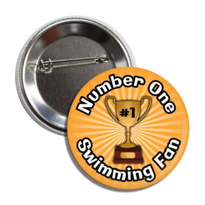 number one swimming fan trophy button