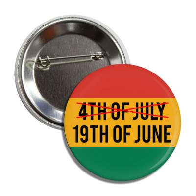 pan african colors crossed out fourth of july juneteenth 19th of june button