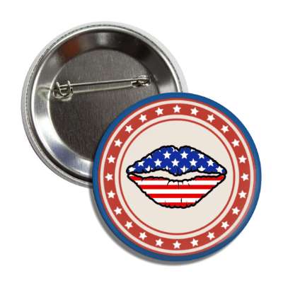 patriot stars circle red white blue kissing lips us flag stars stripes button