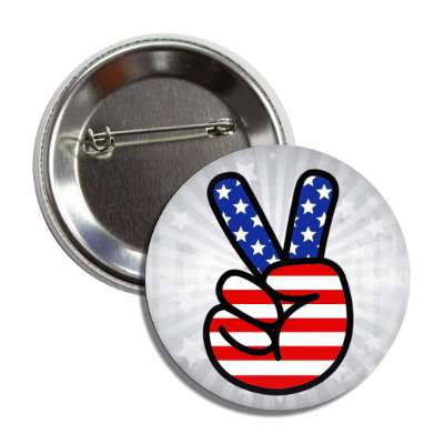 peace hand sign grey us flag stars stripes button