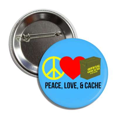 peace love and cache geocaching symbols button