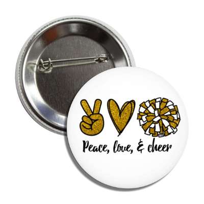 peace love and cheer heart pom pom cheerleading white button