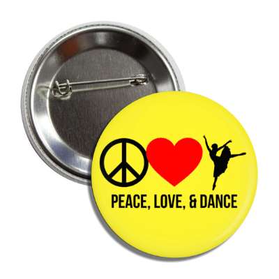 peace love and dance symbols button
