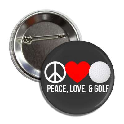 peace love and golf symbol heart golfball button