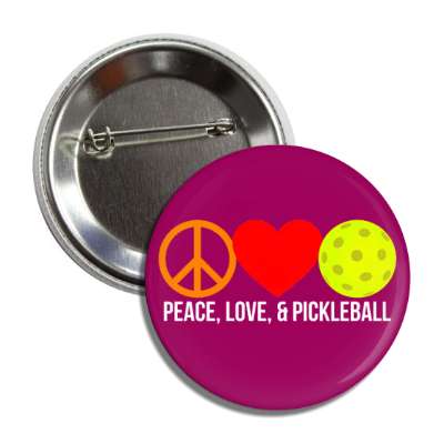 peace love and pickleball symbol heart button