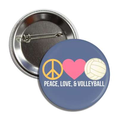 peace love and volleyball button