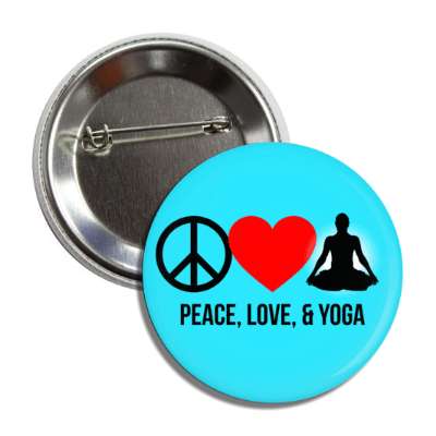peace love and yoga symbols heart button