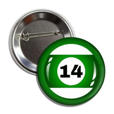 pool ball fourteen green stripe button