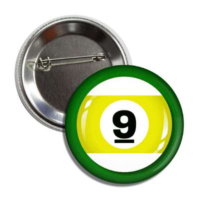 pool ball nine yellow stripe button