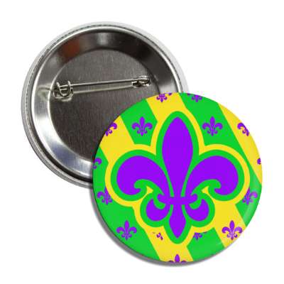 purple fleur de lis diagonal lines button