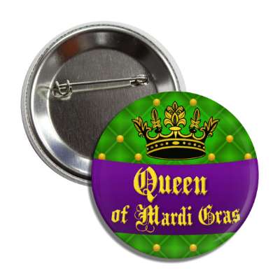 queen of mardi gras crown quilted green button